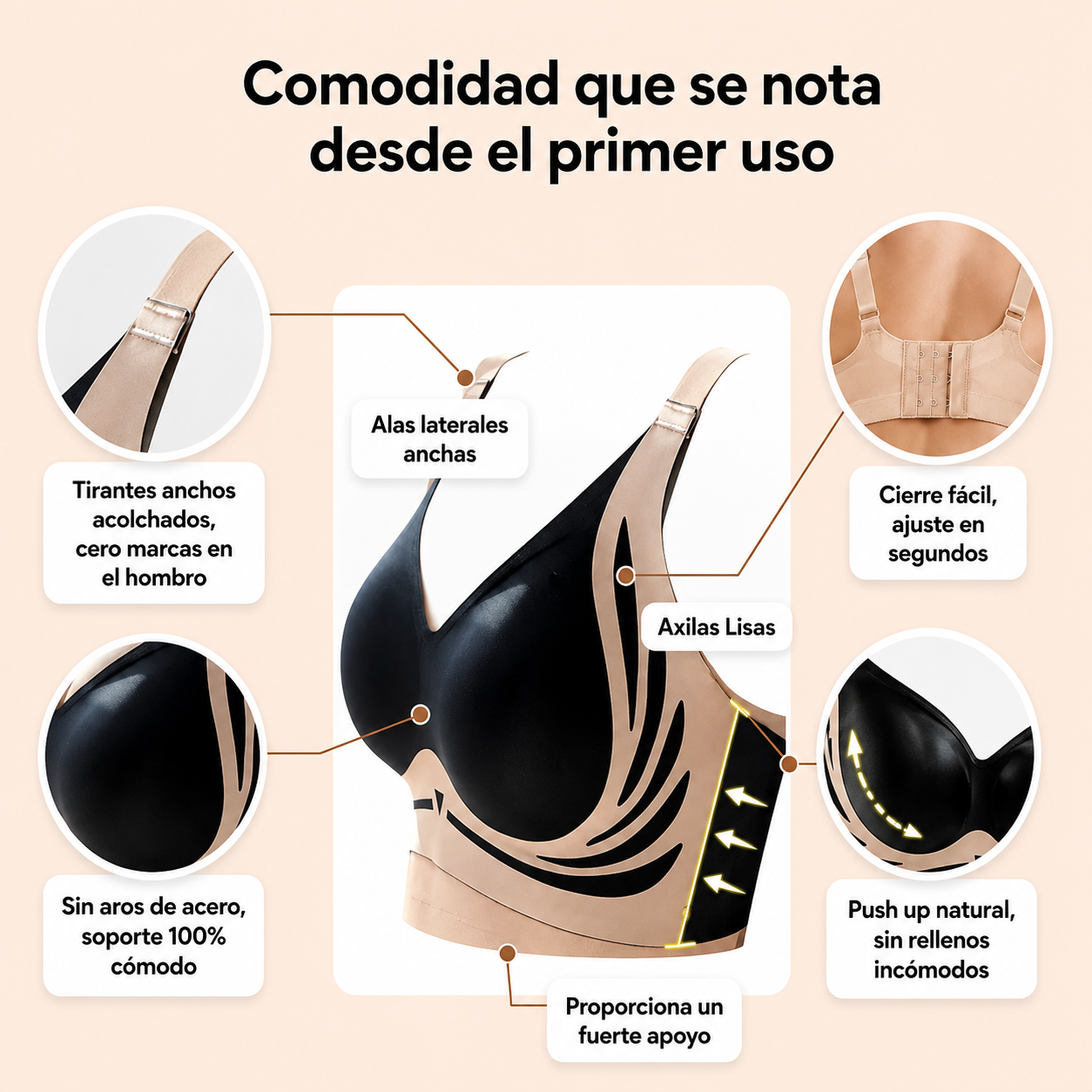Sujetador Push-Up Sin Aros, Suave y  Cómodo OFERTA