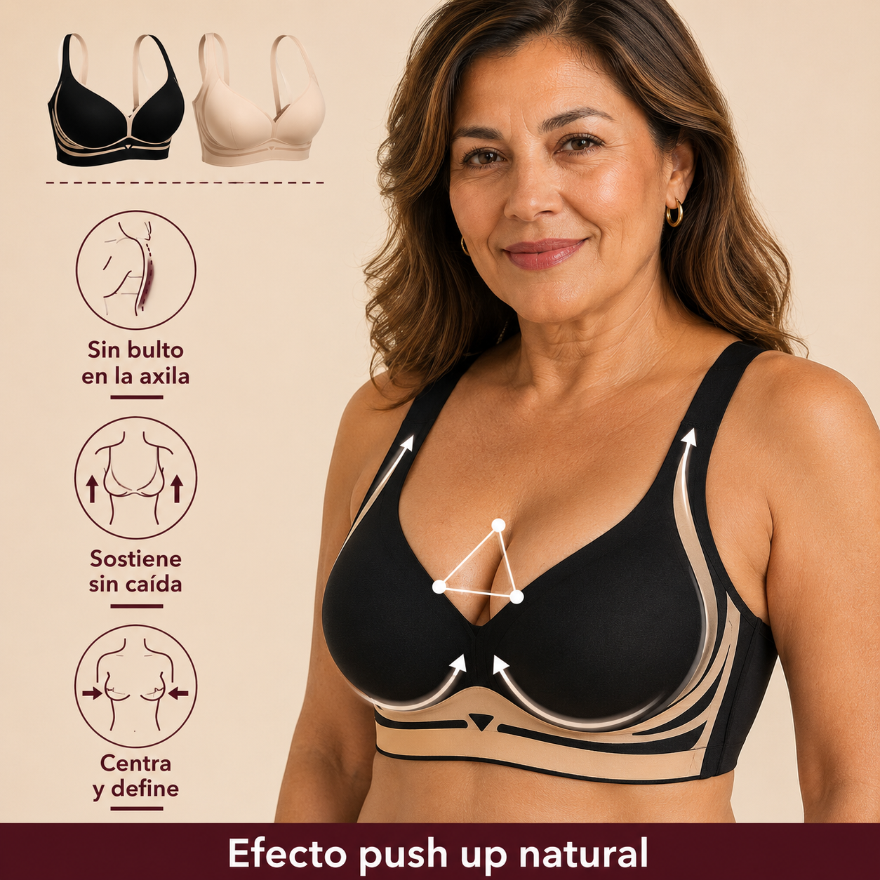 Sujetador Push-Up Sin Aros, Suave y  Cómodo OFERTA